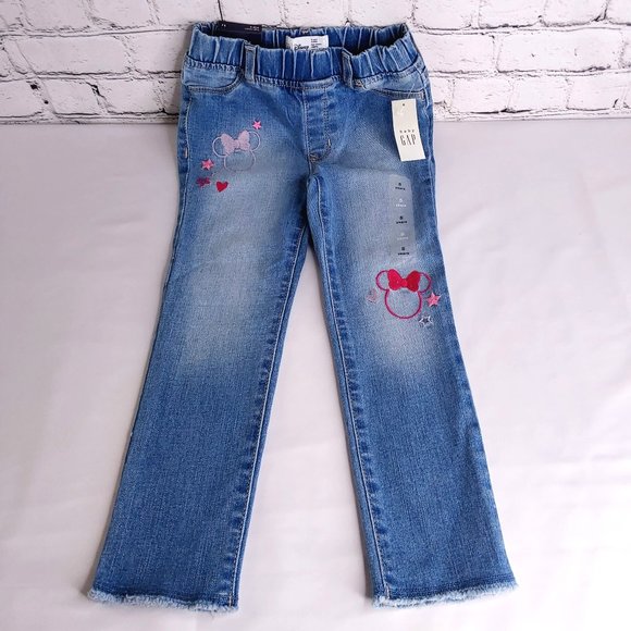 'GAP' HIGH STRETCH DENIM 'MINNIE' EMBROIDE RAW~EDGE JEGGING MEDIUM WASH SIZE 5